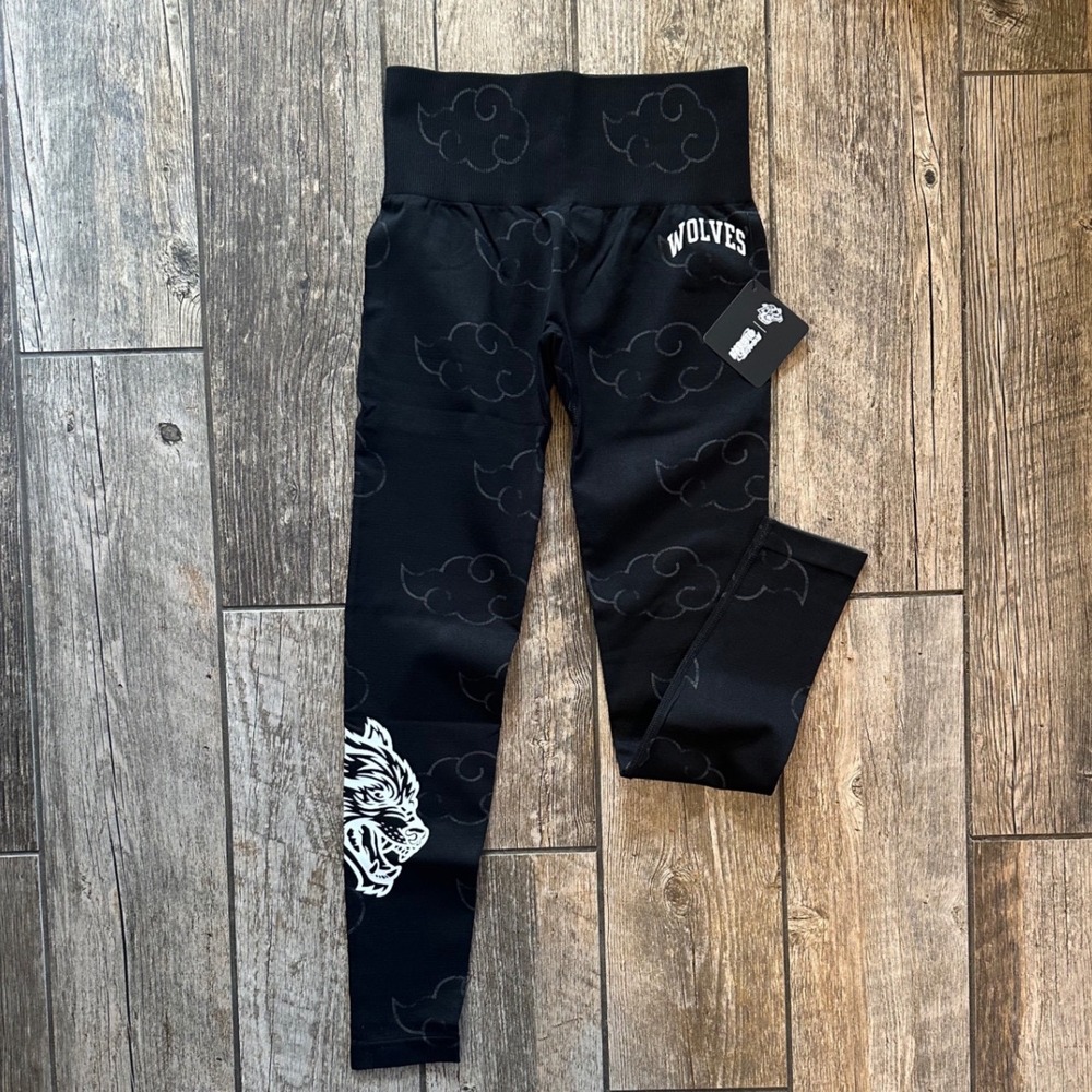 Darc Sport Naruto Shippuden Akatsuki Wolves Seamless Leggings Black Small NWT